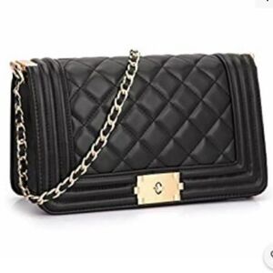 WOMEN'S QUILTED FAUX TWIST LOCK CROSSB0DY …